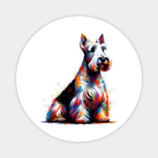 Colorful Scottish Terrier in Abstract Splash Art Style Magnet